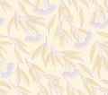 Seamless pattern of spring branches and leaves.